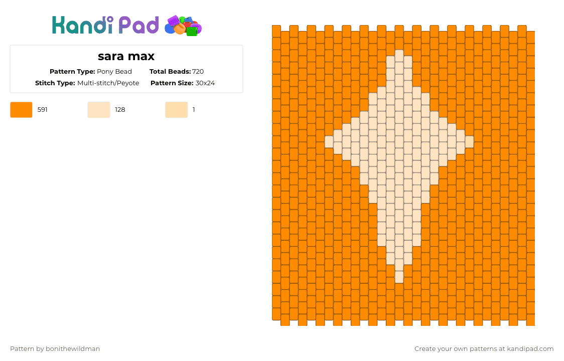 sara max - Pony Bead Pattern by bonithewildman on Kandi Pad - orange
