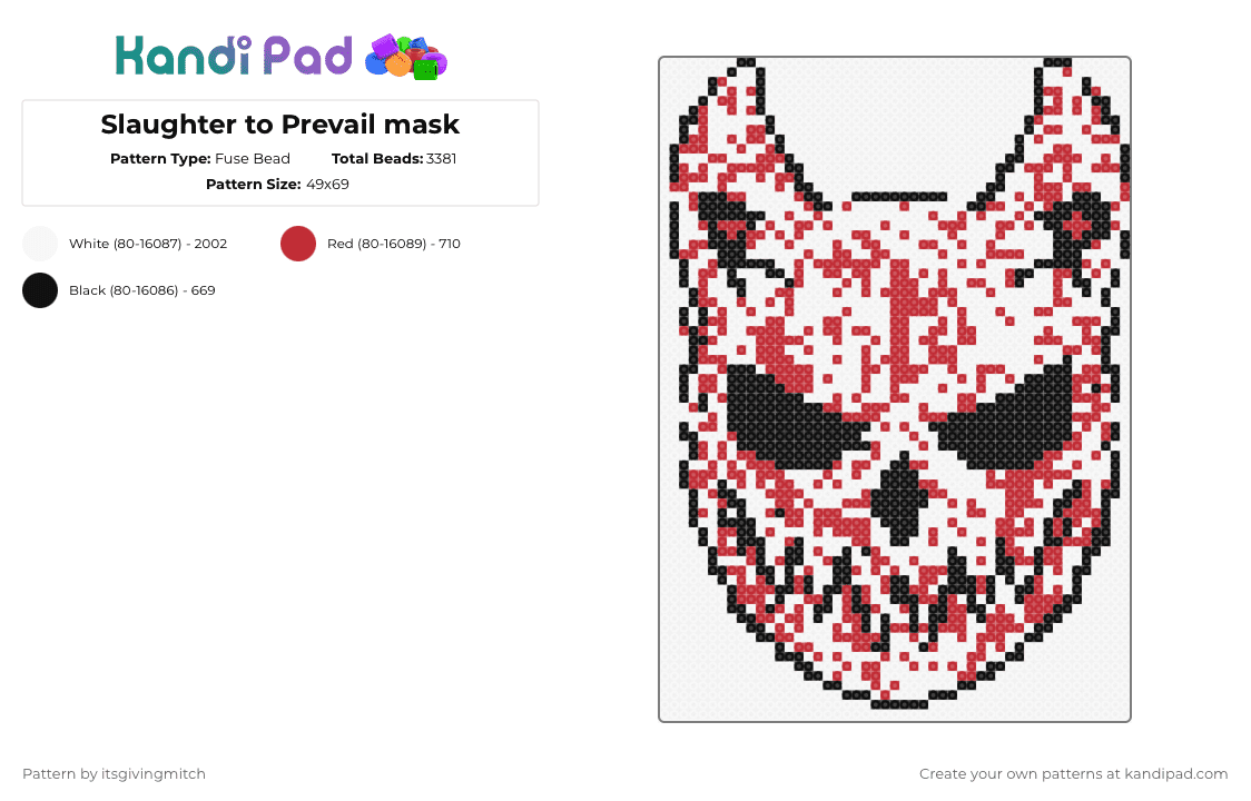 Masks Fuse Bead Patterns - Gallery - Kandi Pad | Kandi Patterns, Fuse ...