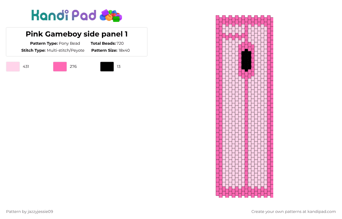 Pink Gameboy side panel 1 - Pony Bead Pattern by jazzyjessie09 on Kandi Pad - pink