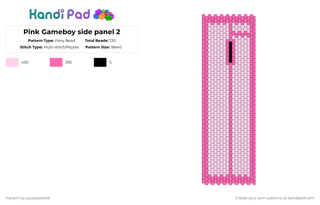 Pink Gameboy side panel 2 - Pony Bead Pattern by jazzyjessie09 on Kandi Pad - pink
