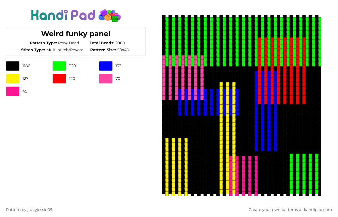 Weird funky panel - Pony Bead Pattern by jazzyjessie09 on Kandi Pad - black,green