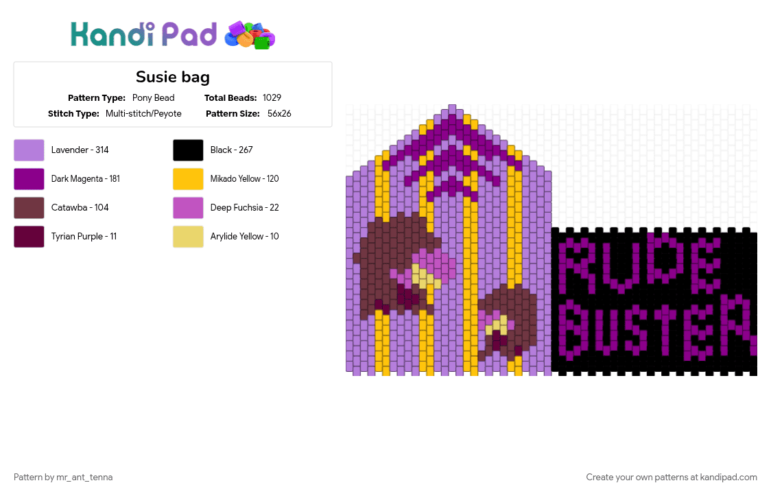 Susie bag - Pony Bead Pattern by mr_ant_tenna on Kandi Pad - pink