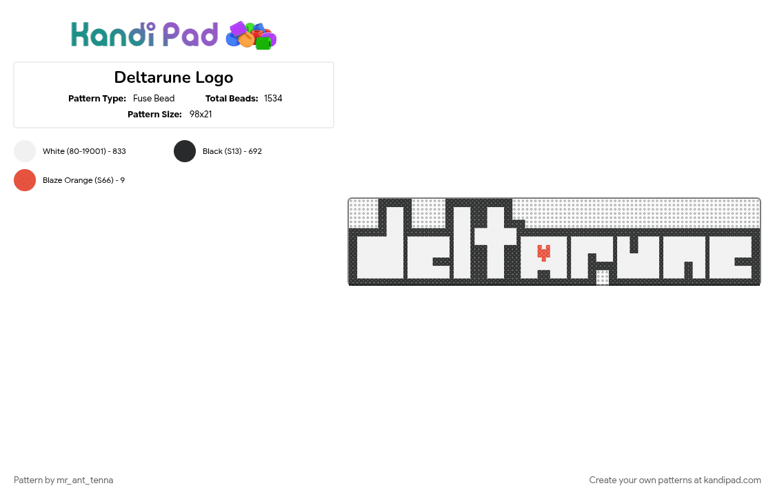 Deltarune Logo - Fuse Bead Pattern by mr_ant_tenna on Kandi Pad - cotdtypography, deltarune, deltarune logo, logo, perler, perler bead, toby fox, toby fox dog, white
