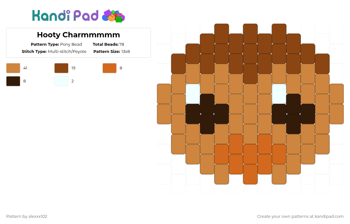 Hooty Charmmmmm - Pony Bead Pattern by alexxx102 on Kandi Pad - orange,hooty,toh,the owl house