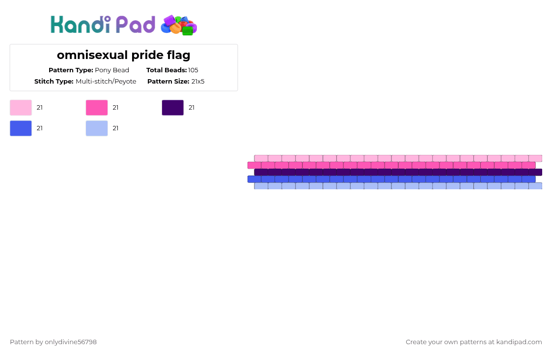 omnisexual pride flag - Pony Bead Pattern by onlydivine56798 on Kandi Pad - pink