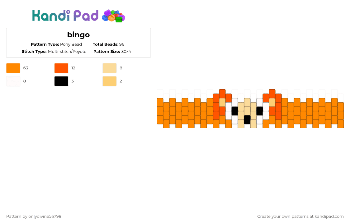 bingo - Pony Bead Pattern by onlydivine56798 on Kandi Pad - orange