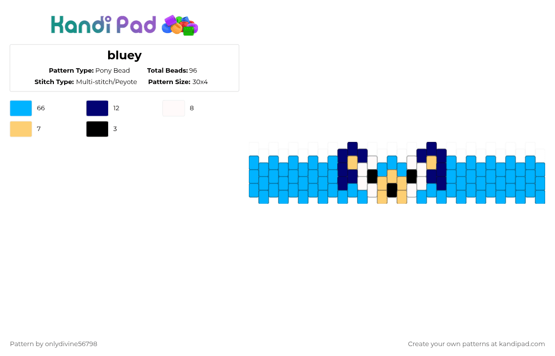bluey - Pony Bead Pattern by onlydivine56798 on Kandi Pad - light blue