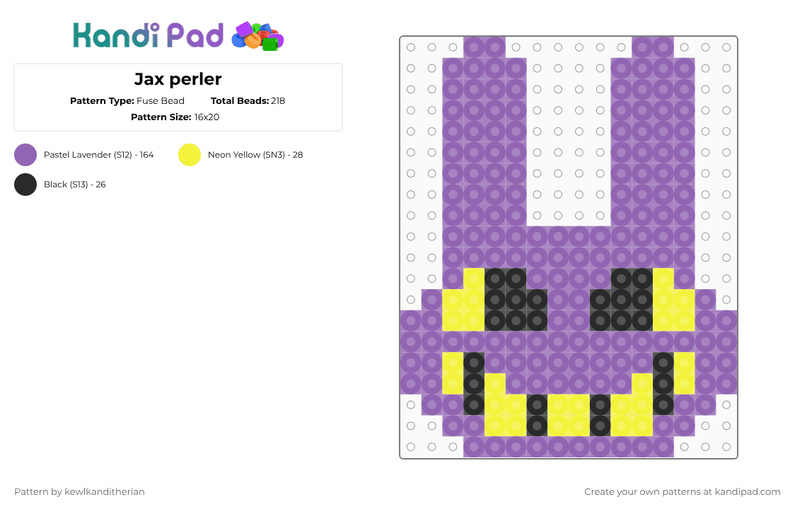 Jax perler - Fuse Bead Pattern by kewlkanditherian on Kandi Pad - pink,jax,perler,fuse,tadc,the amazing digital circus