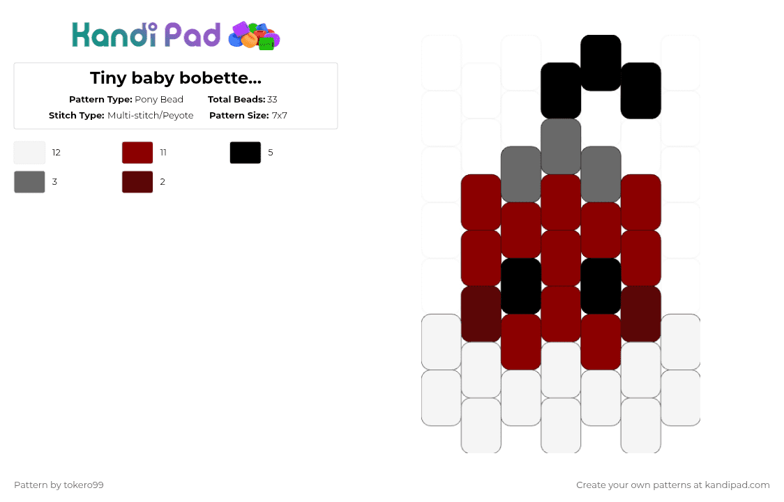 Tiny baby bobette... - Pony Bead Pattern by tokero99 on Kandi Pad - red,bobette,dw,dandysworld,dandy,christmas