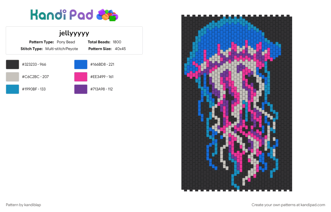 jellyyyyy - Pony Bead Pattern by kandiblap on Kandi Pad - beige, black, blue, pink