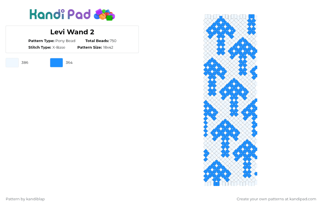 Levi Wand 2 - Pony Bead Pattern by kandiblap on Kandi Pad - light blue,white