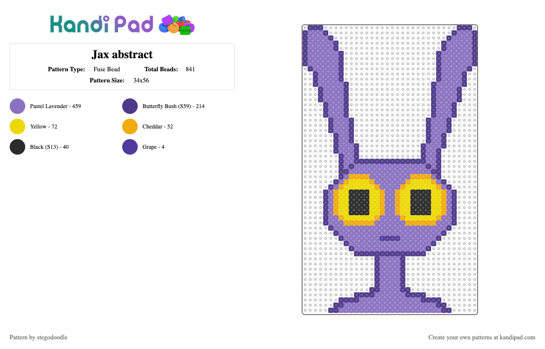 Jax abstract - Fuse Bead Pattern by stegodoodle on Kandi Pad - purple,blue,jax,theamzingdigitalcircus,tadc