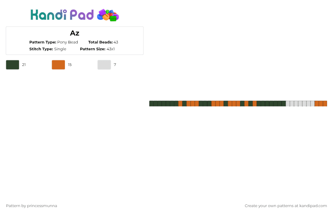 Az - Pony Bead Pattern by princessmunna on Kandi Pad - orange,white