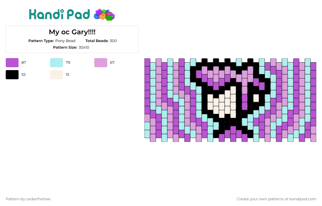 My oc Gary!!!! - Pony Bead Pattern by cedarthetree on Kandi Pad - gary,character,cuff,original,creative,imaginative,distinctive,symbol,expression,pastel,pink