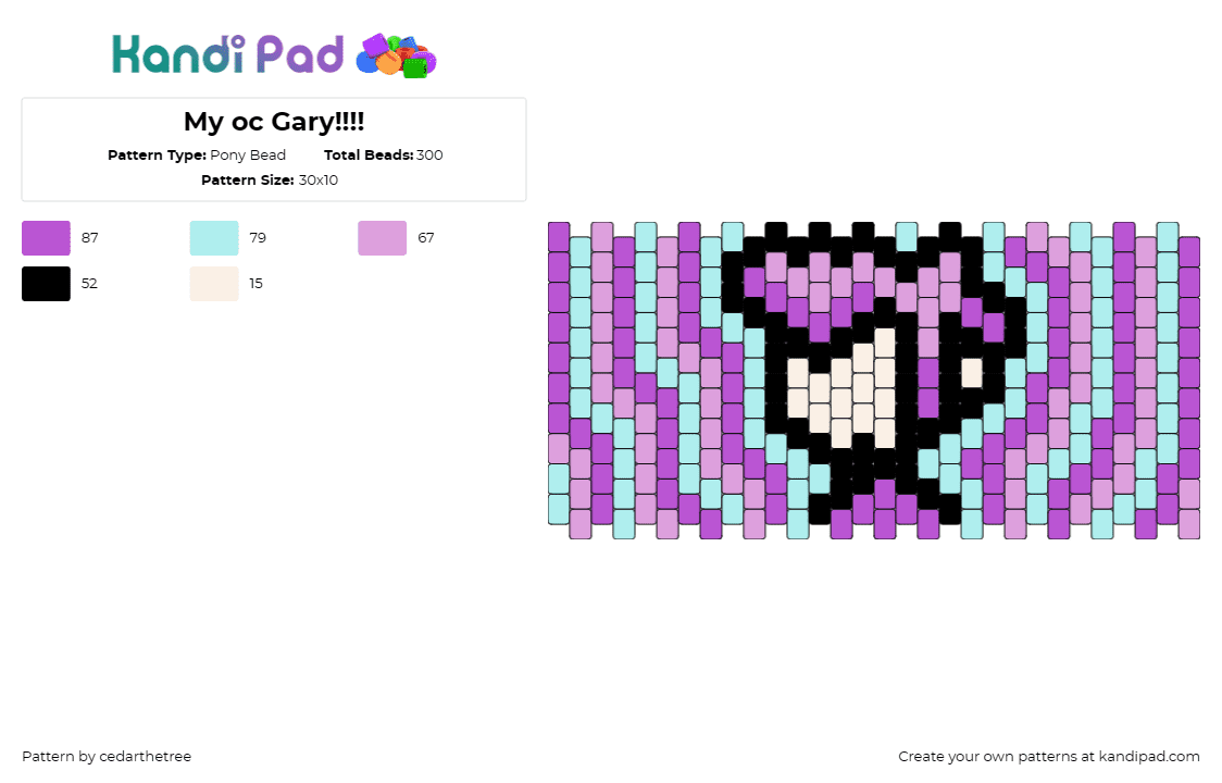 My oc Gary!!!! - Pony Bead Pattern by cedarthetree on Kandi Pad - gary,character,cuff,original,symbol,expression,pastel,pink