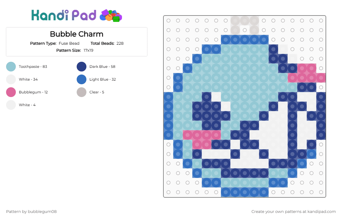 Bubble Charm - Fuse Bead Pattern by bubblegum08 on Kandi Pad - blue,light blue