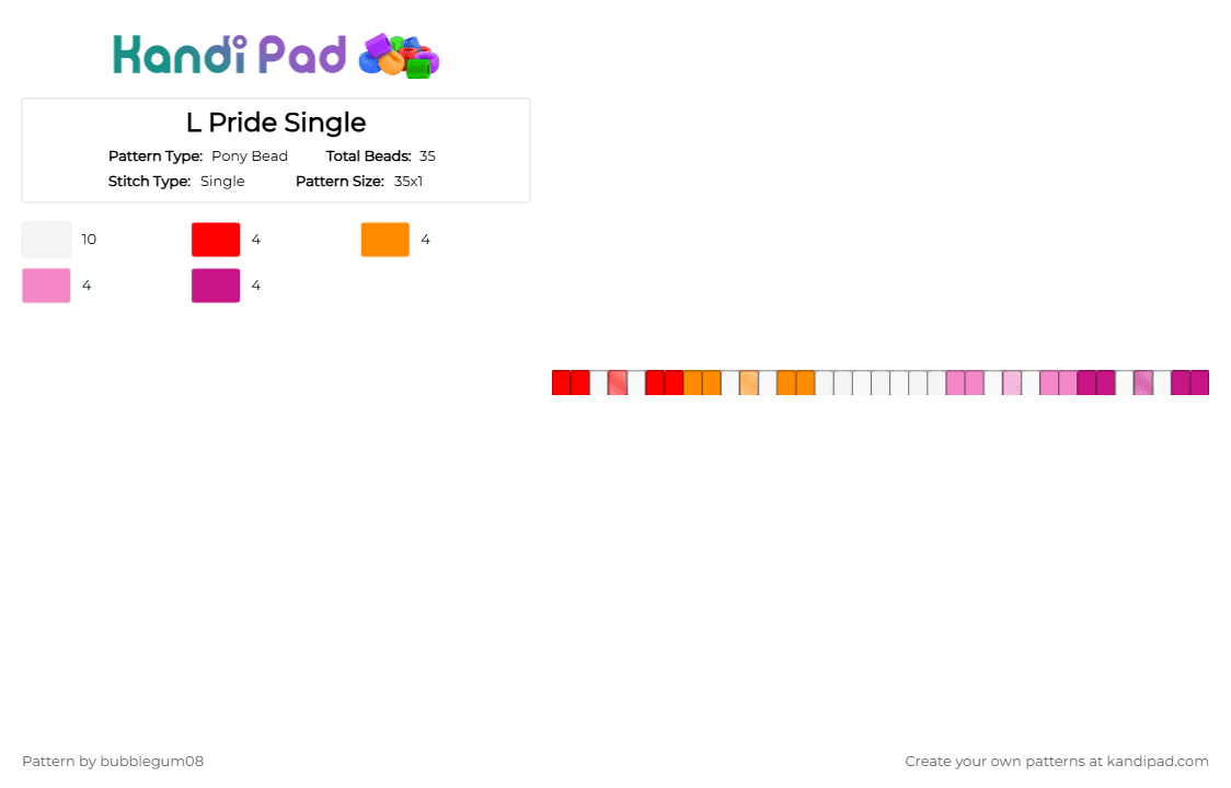 L Pride Single - Pony Bead Pattern by bubblegum08 on Kandi Pad - pink