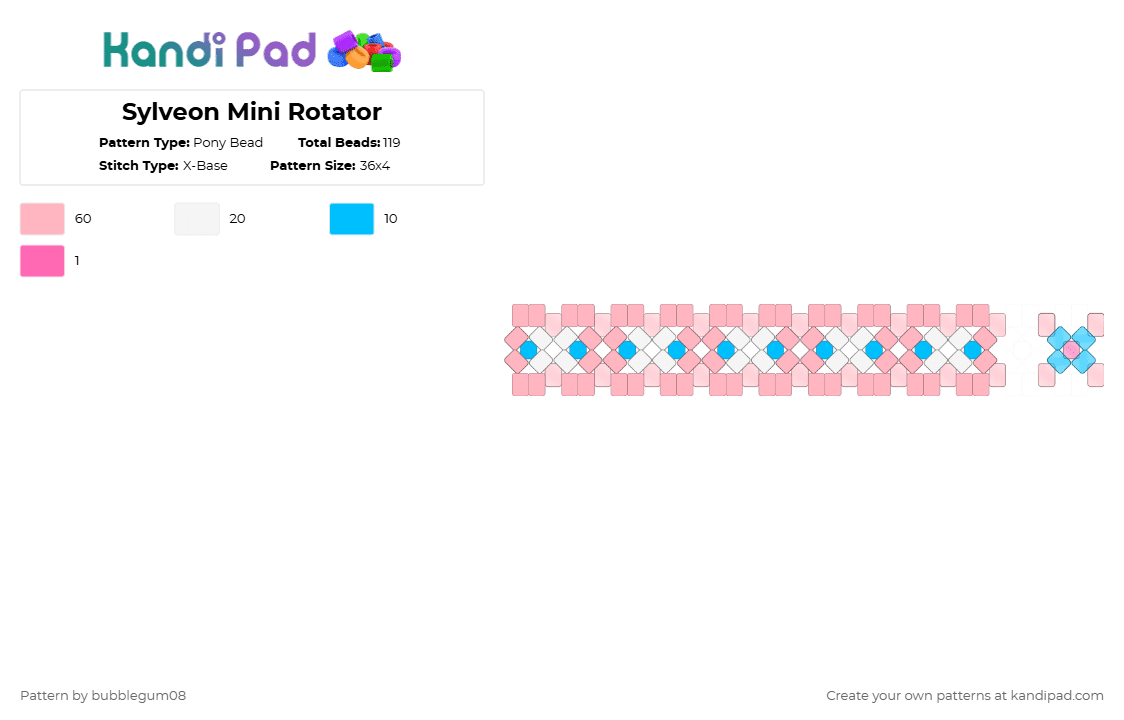 Sylveon Mini Rotator - Pony Bead Pattern by bubblegum08 on Kandi Pad - pink