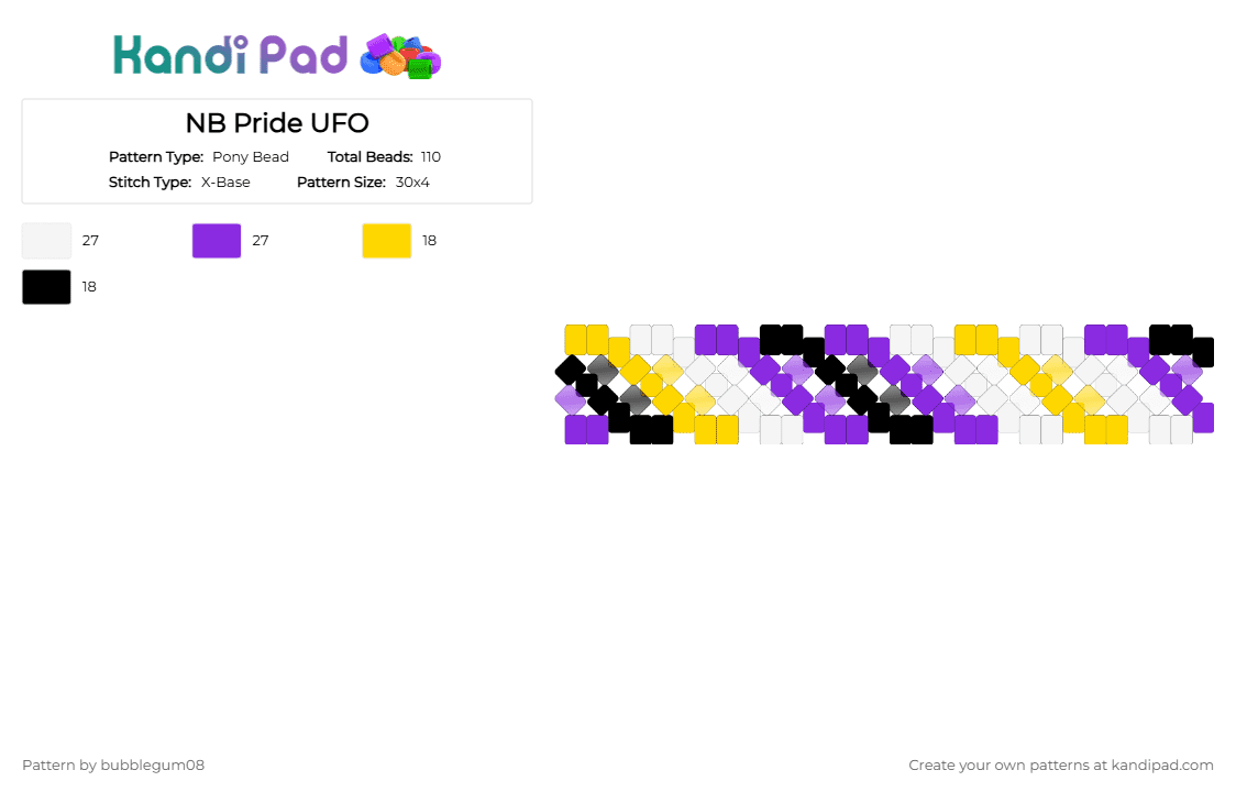 NB Pride UFO - Pony Bead Pattern by bubblegum08 on Kandi Pad - yellow,purple