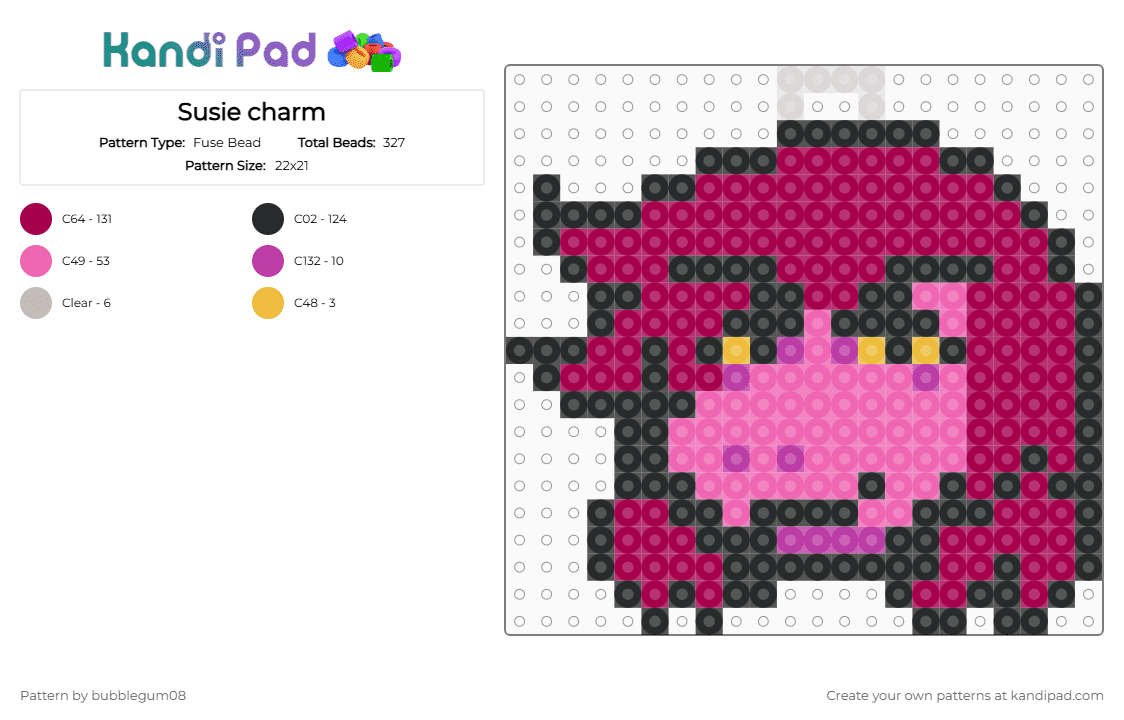 Susie charm - Fuse Bead Pattern by bubblegum08 on Kandi Pad - pink