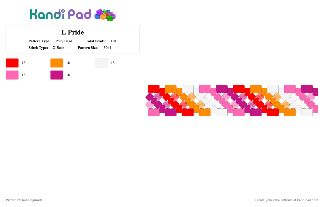 L Pride - Pony Bead Pattern by bubblegum08 on Kandi Pad - pink