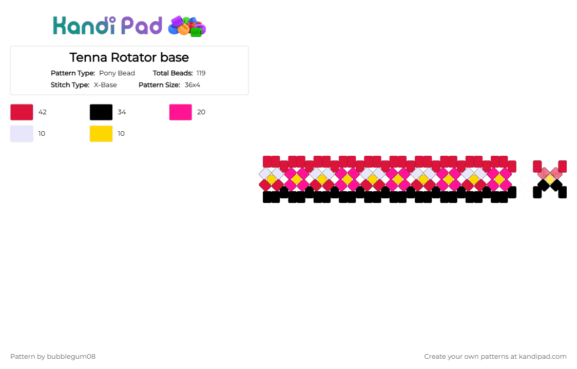Tenna Rotator base - Pony Bead Pattern by bubblegum08 on Kandi Pad - red