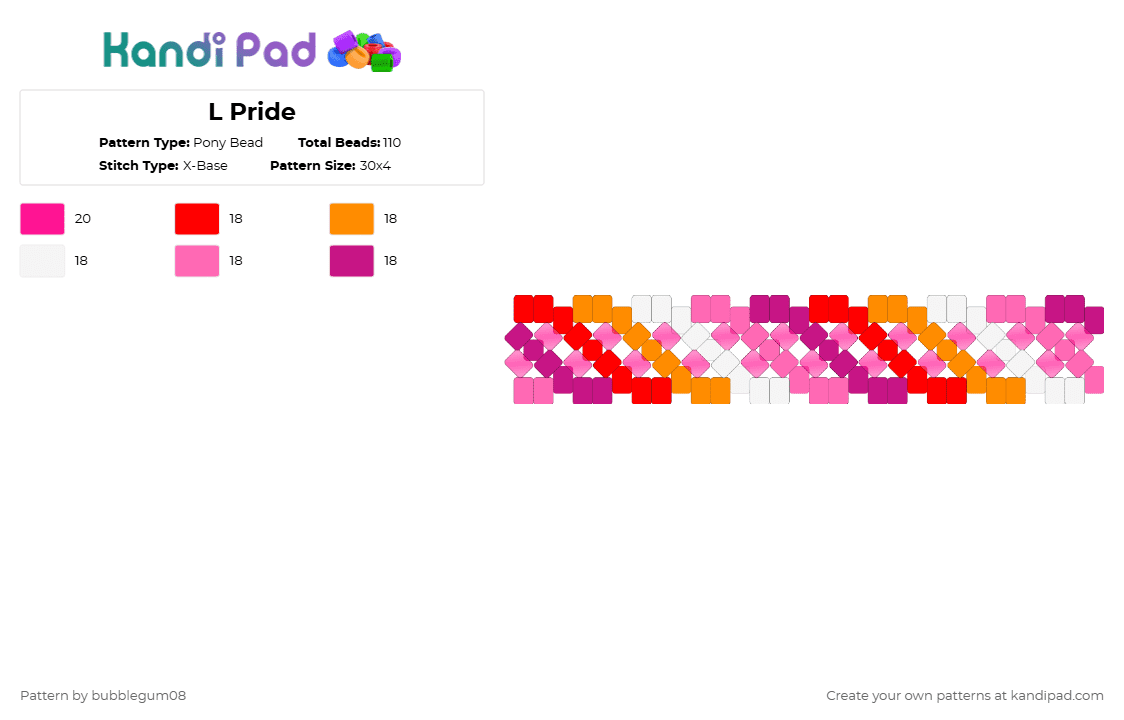 L Pride - Pony Bead Pattern by bubblegum08 on Kandi Pad - pink