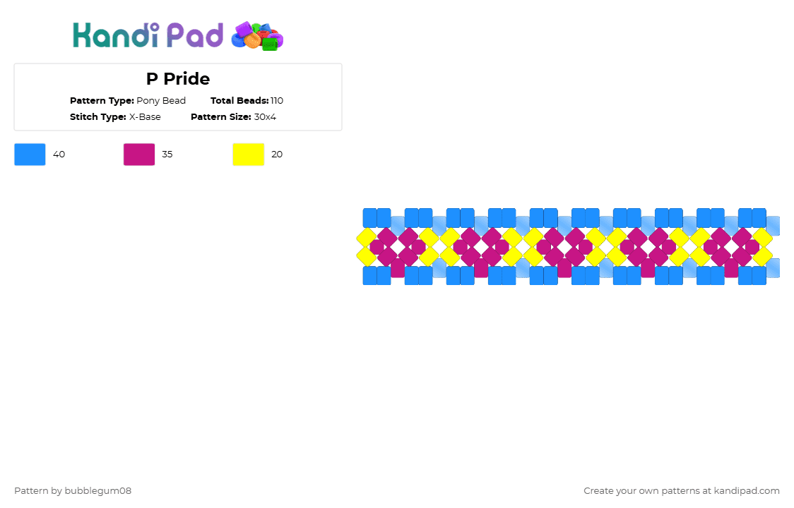 P Pride - Pony Bead Pattern by bubblegum08 on Kandi Pad - light blue