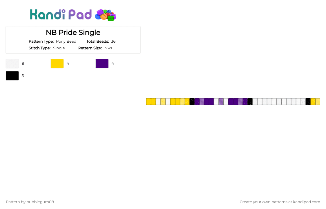 NB Pride Single - Pony Bead Pattern by bubblegum08 on Kandi Pad - purple, yellow