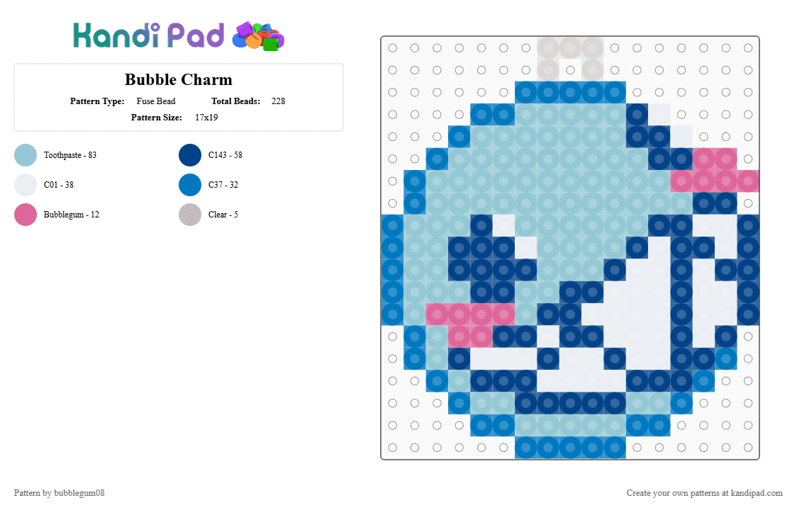 Bubble Charm - Fuse Bead Pattern by bubblegum08 on Kandi Pad - blue, light blue