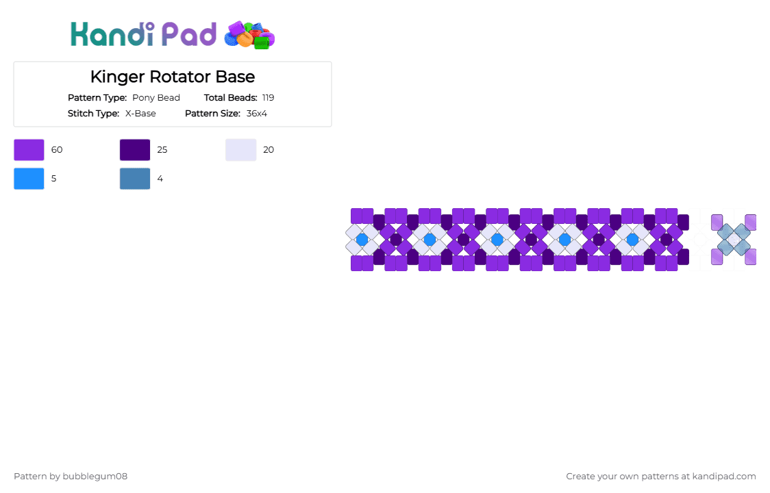 Kinger Rotator Base - Pony Bead Pattern by bubblegum08 on Kandi Pad - purple