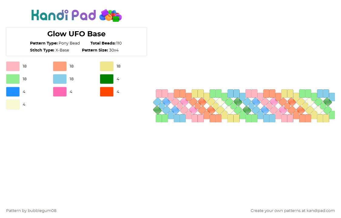 Glow UFO Base - Pony Bead Pattern by bubblegum08 on Kandi Pad - colorful, light blue, pink, yellow
