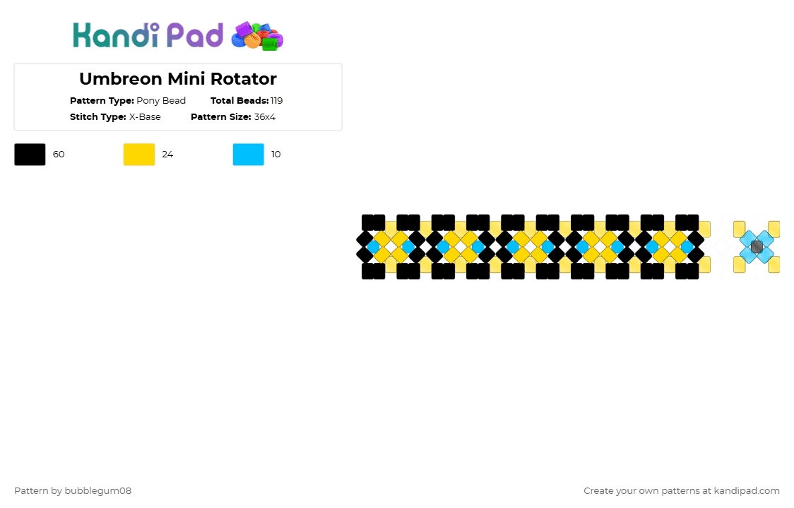 Umbreon Mini Rotator - Pony Bead Pattern by bubblegum08 on Kandi Pad - yellow