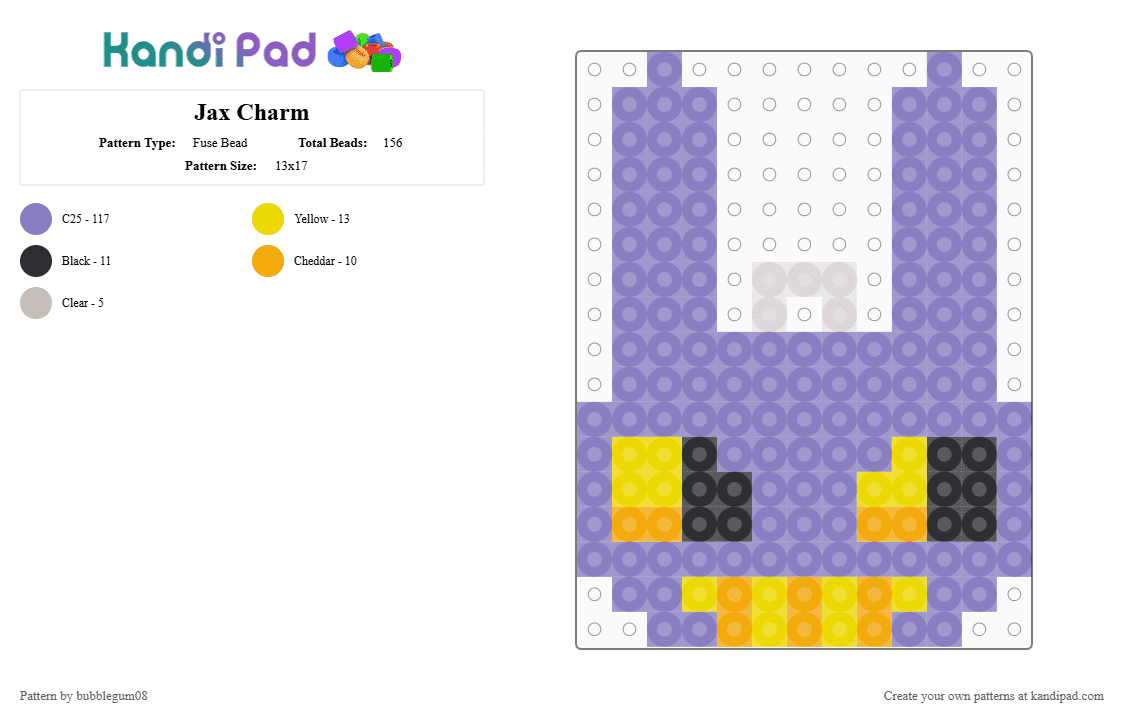 Jax Charm - Fuse Bead Pattern by bubblegum08 on Kandi Pad - pink