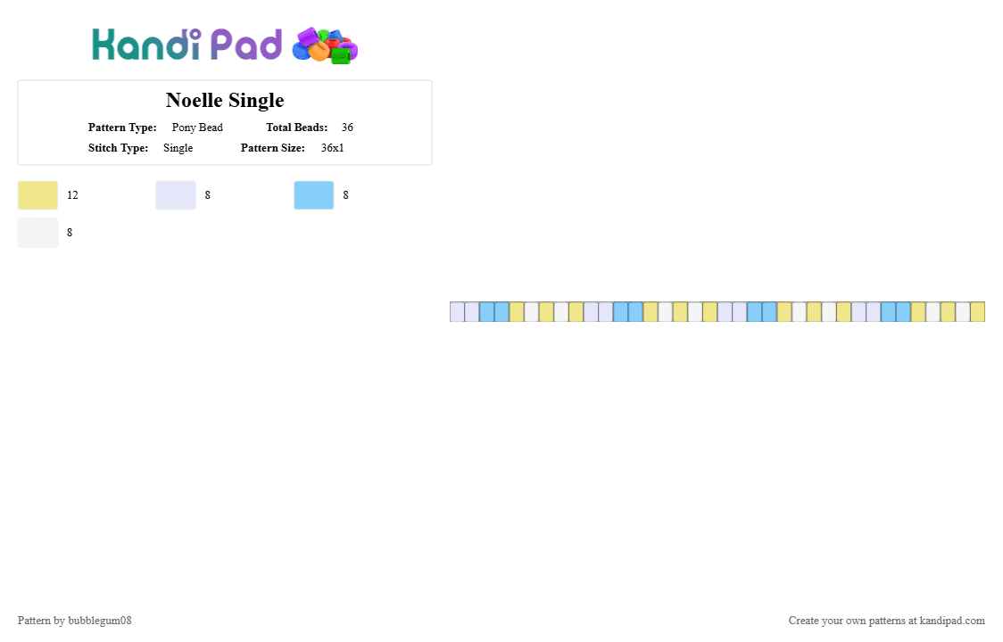 Noelle Single - Pony Bead Pattern by bubblegum08 on Kandi Pad - light blue, yellow