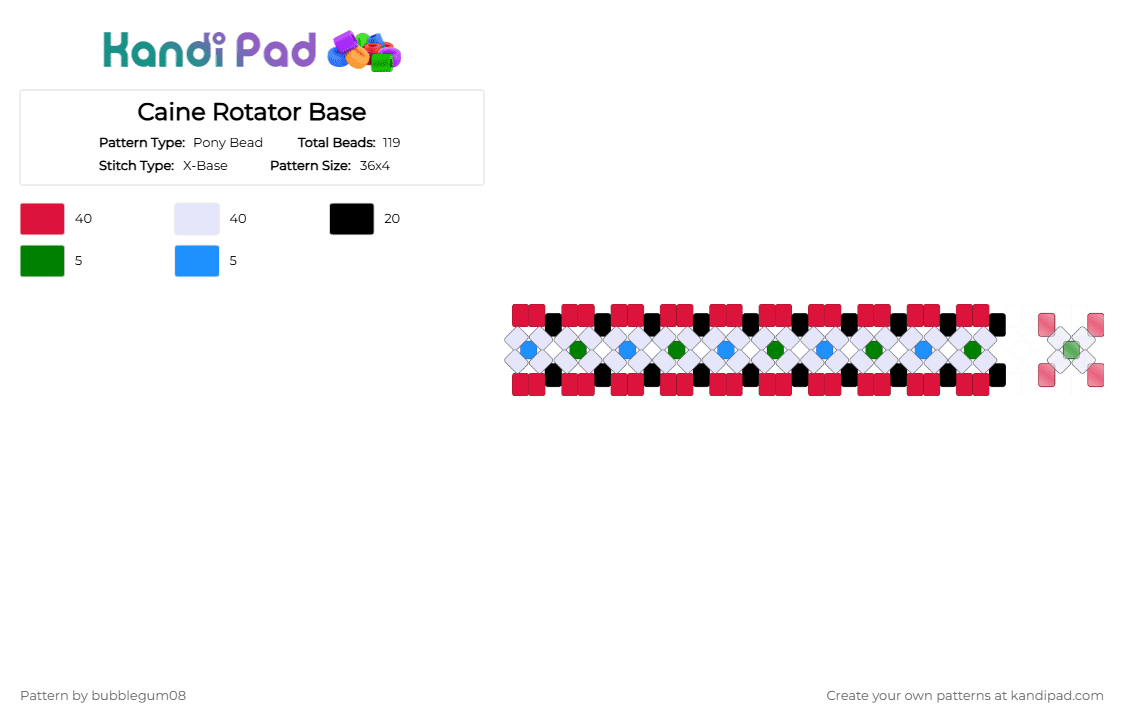 Caine Rotator Base - Pony Bead Pattern by bubblegum08 on Kandi Pad - red