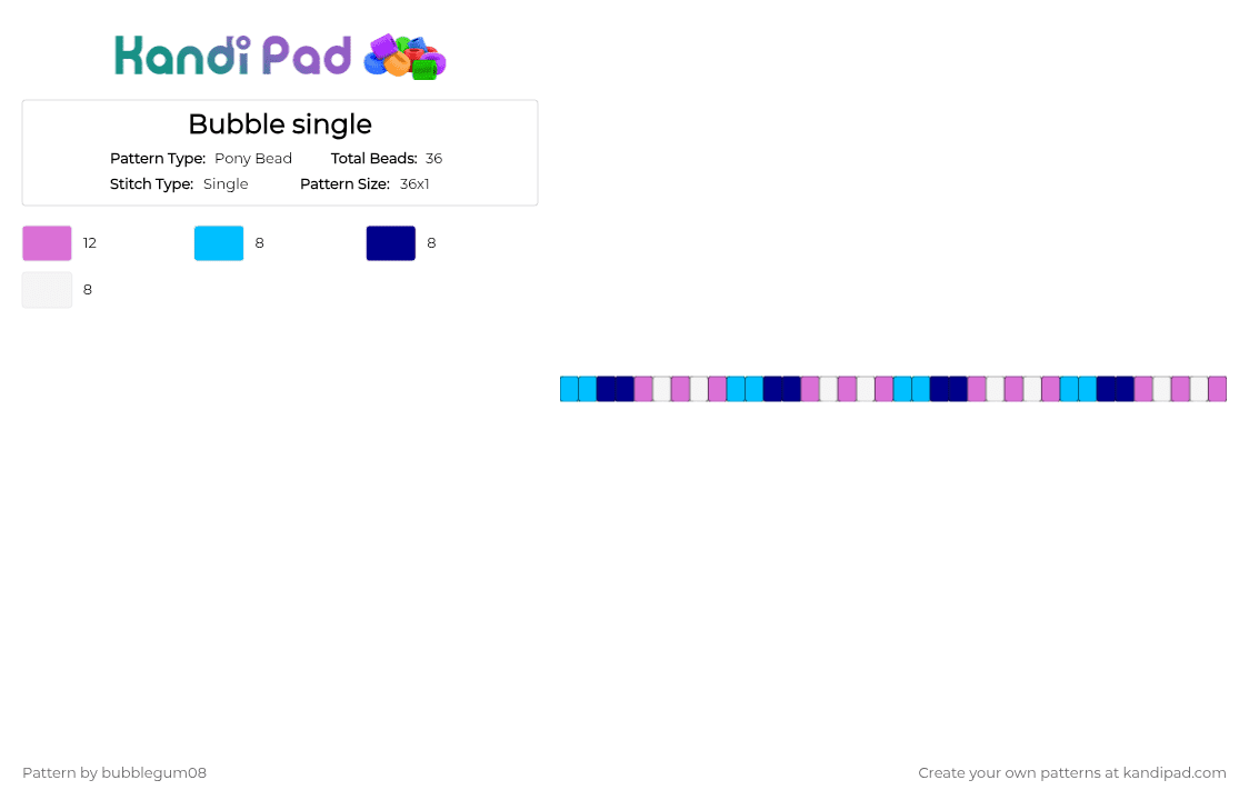 Bubble single - Pony Bead Pattern by bubblegum08 on Kandi Pad - pink