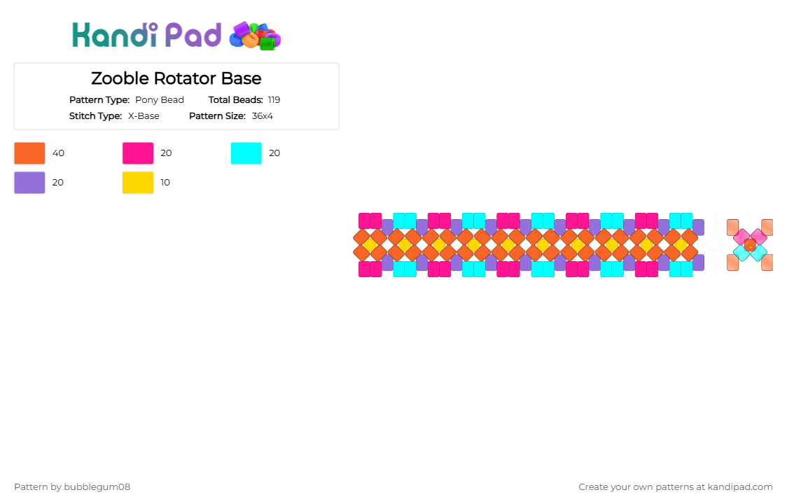 Zooble Rotator Base - Pony Bead Pattern by bubblegum08 on Kandi Pad - orange