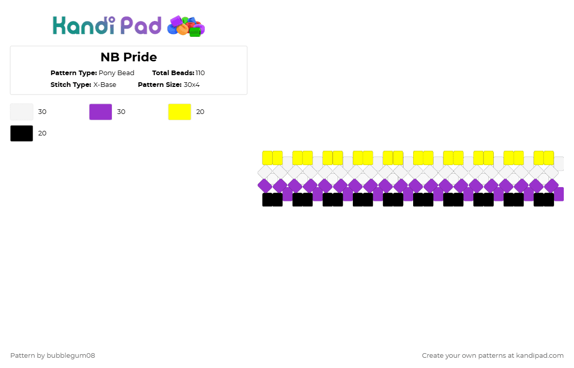 NB Pride - Pony Bead Pattern by bubblegum08 on Kandi Pad - purple, yellow