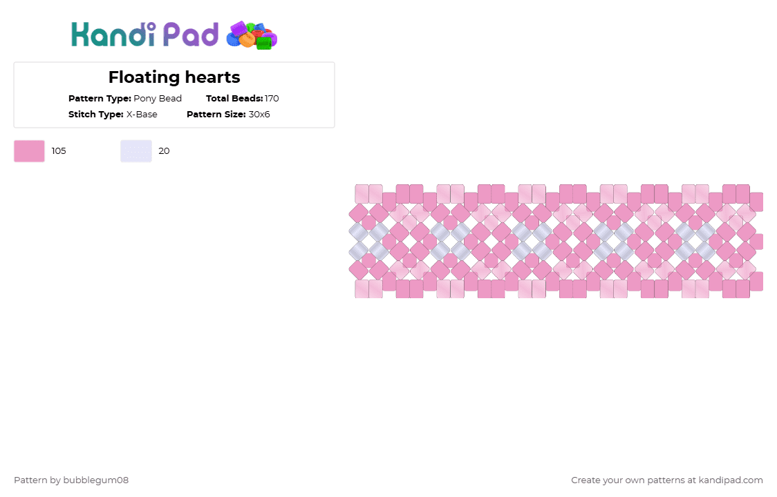 Floating hearts - Pony Bead Pattern by bubblegum08 on Kandi Pad - pink