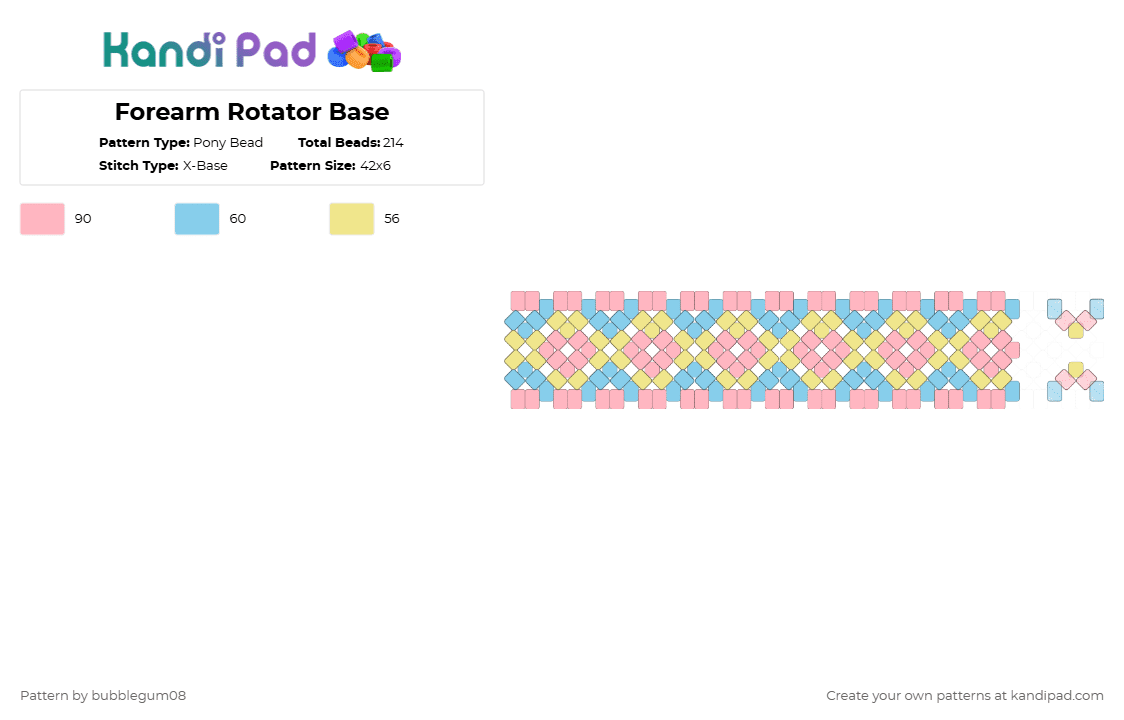Forearm Rotator Base - Pony Bead Pattern by bubblegum08 on Kandi Pad - pink