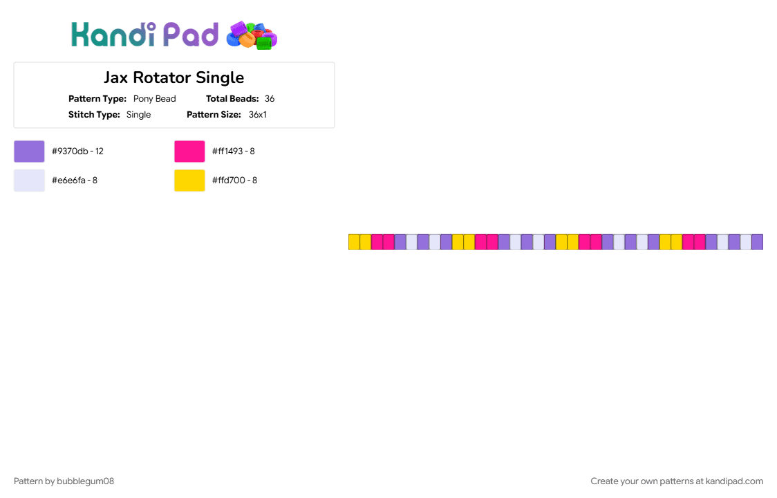 Jax Rotator Single - Pony Bead Pattern by bubblegum08 on Kandi Pad - pink