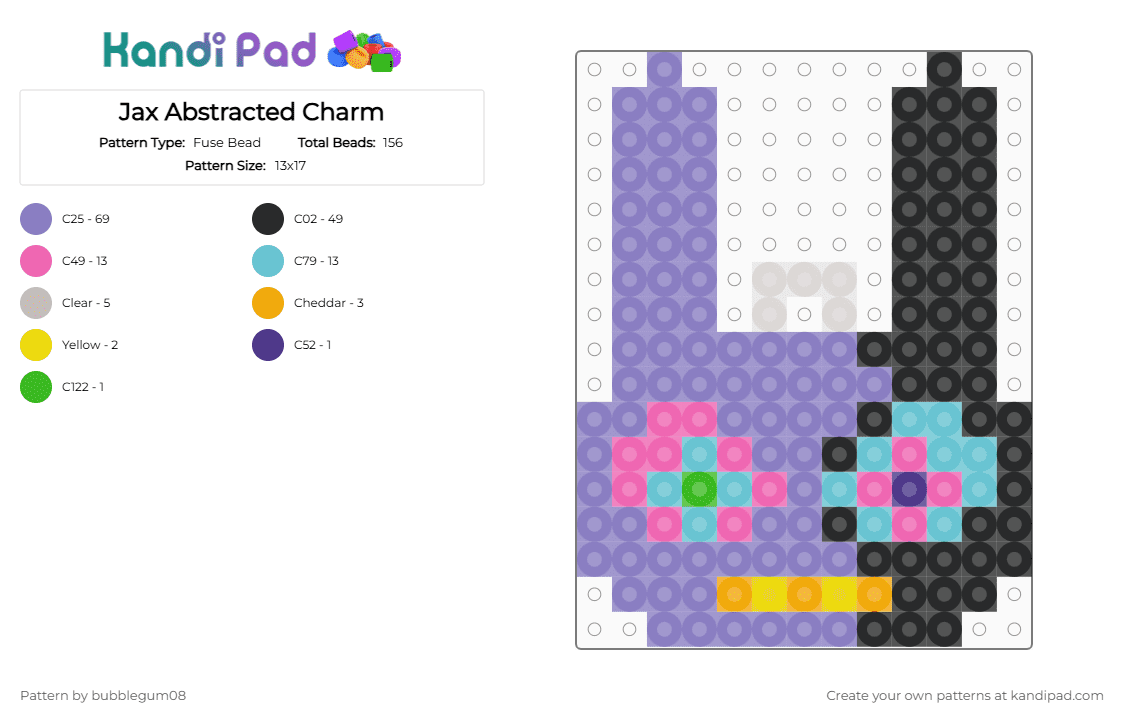 Jax Abstracted Charm - Fuse Bead Pattern by bubblegum08 on Kandi Pad - pink