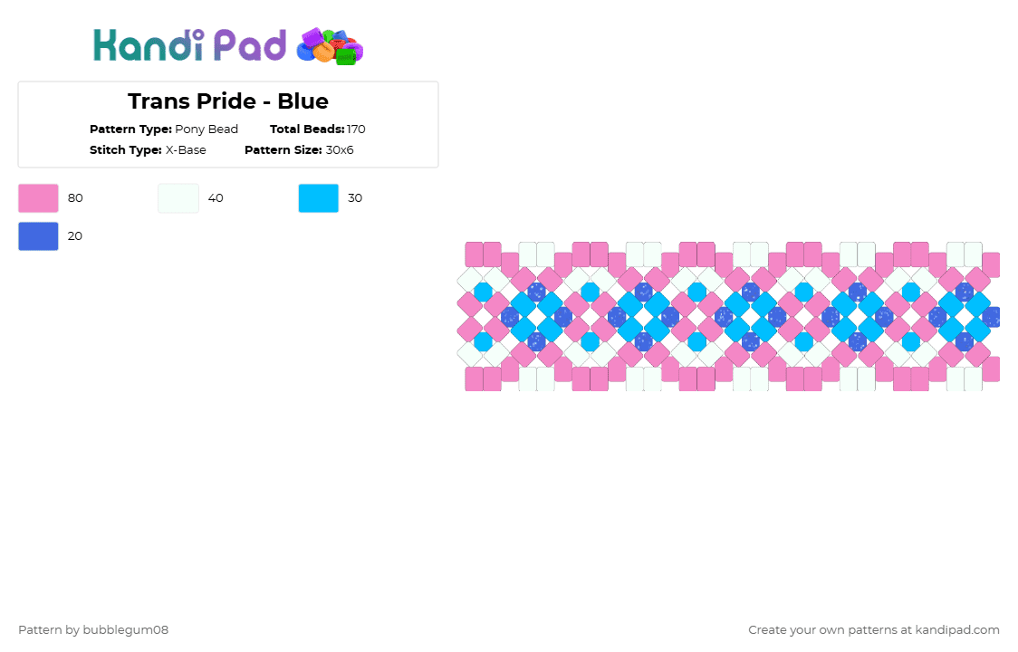 T Pride - Blue - Pony Bead Pattern by bubblegum08 on Kandi Pad - pink