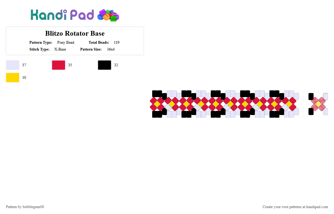 Blitzo Rotator Base - Pony Bead Pattern by bubblegum08 on Kandi Pad - red