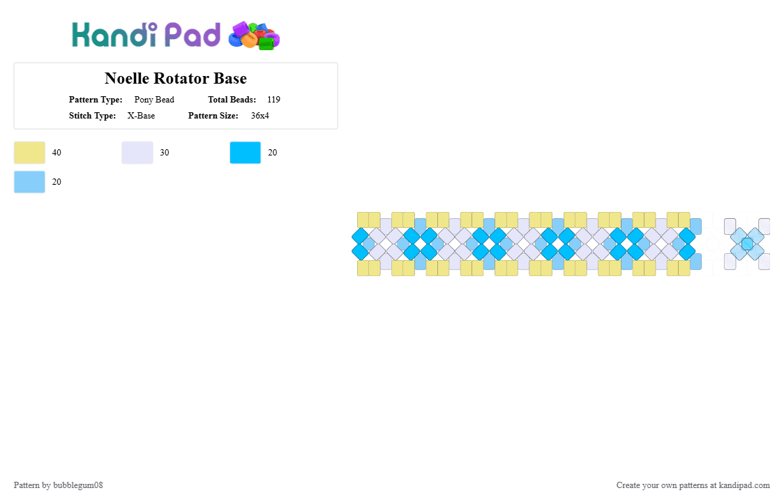 Noelle Rotator Base - Pony Bead Pattern by bubblegum08 on Kandi Pad - light blue, yellow
