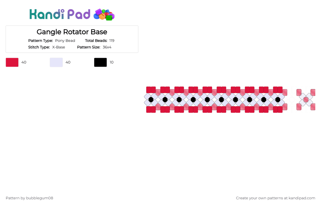 Gangle Rotator Base - Pony Bead Pattern by bubblegum08 on Kandi Pad - red,white