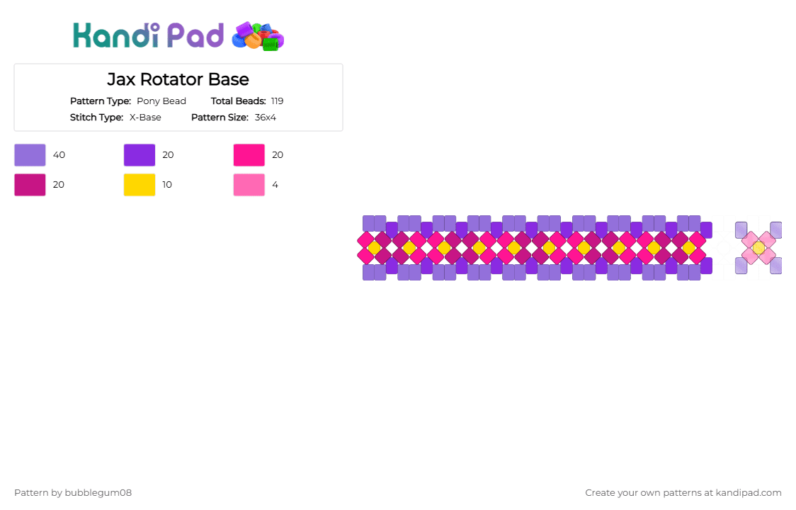 Jax Rotator Base - Pony Bead Pattern by bubblegum08 on Kandi Pad - purple,pink