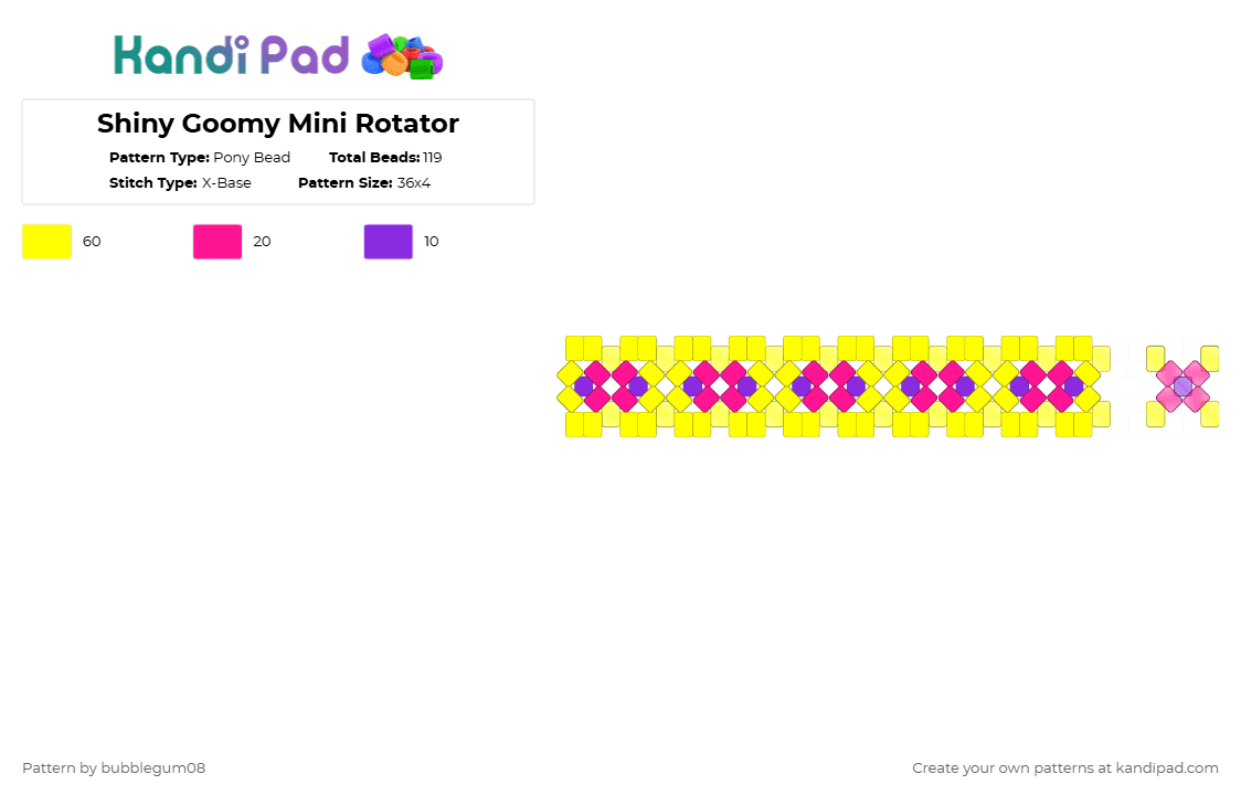 Shiny Goomy Mini Rotator - Pony Bead Pattern by bubblegum08 on Kandi Pad - yellow
