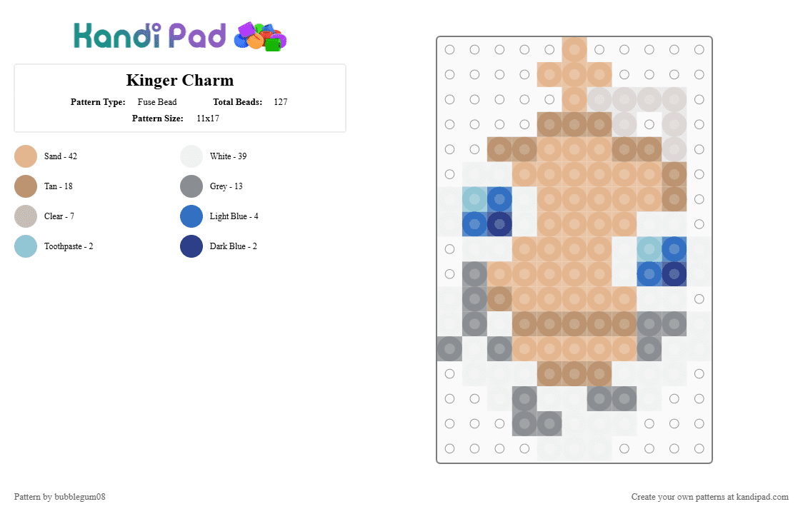 Kinger Charm - Fuse Bead Pattern by bubblegum08 on Kandi Pad - beige